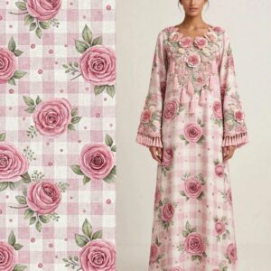Shabby Chic Rose Pink Mukhawar with 3D embroidery